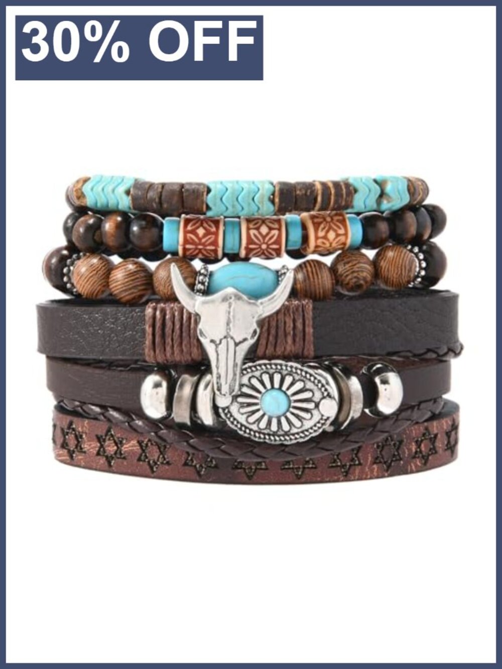 Western Turquoise Beaded Bracelet Stackable Boho Cowgirl Country Concert